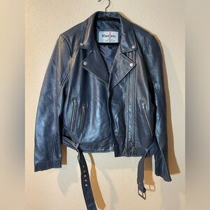 Whet Blu New Condition Vintage Leather Jacket in Dark Blue